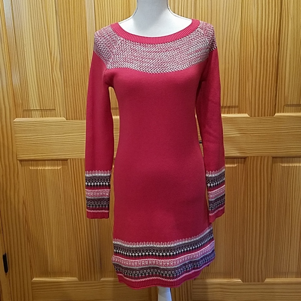Athleta Fair Isle Cotton/Cashmere Sweater Dress XS